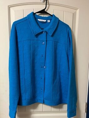Isaac Mizrah Blue Textured Button-Up Jacket